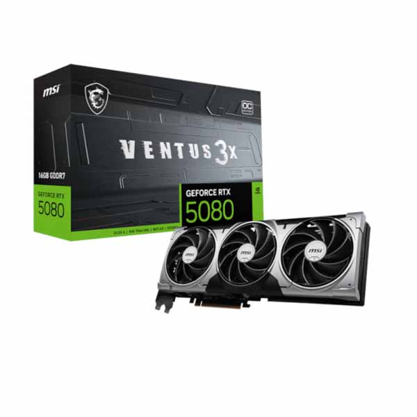 MSI-GeForce-RTX-5080-Ventus-3X-OC-16GB-GDDR7-Graphics-Card-1.jpg MSI GeForce RTX 5080 Ventus 3X OC 16GB GDDR7 Graphics Card - Image 1