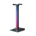 RAPOO VH10 RGB Backlit Gaming Headset Stand Sound-Controlled Rhythm Light Headphone Holder with USB2.0, 3.5mm, USB-C Interface
