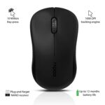 RAPOO M20 Wireless Mouse, 2.4 GHz with USB Nano Receiver, Optical Tracking, Ambidextrous, PC/Mac/Laptop - Black - Image 2