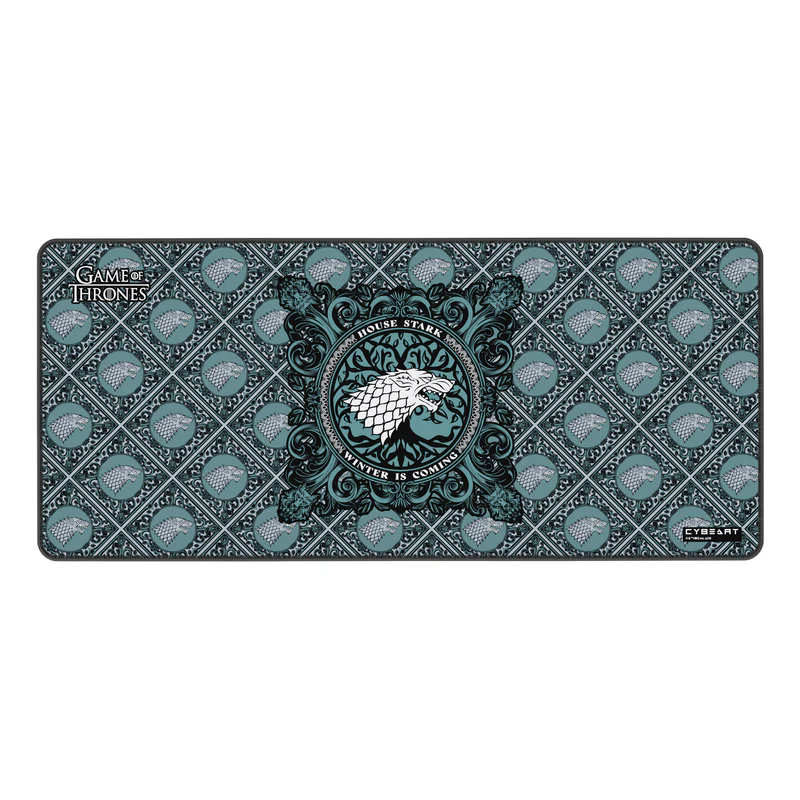 Stark-RA900_1.webp Cybeart | House Stark Gaming Desk Mat (XXL - 900x400x4mm) | Waterproof, Never Slip Base, Stitched Edges, Esports Grade - Image 1