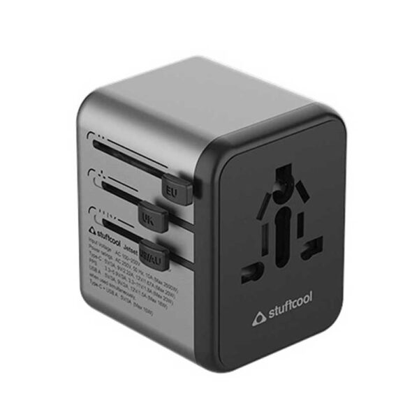 Stuffcool Jetset Made in India Universal Travel Adapter with US, UK, EU, AUS pins, Works in 150+ Countries, with PD20W Type C Port and 18W Type A Port Built in, Charges iPhones 50% in 30 mins