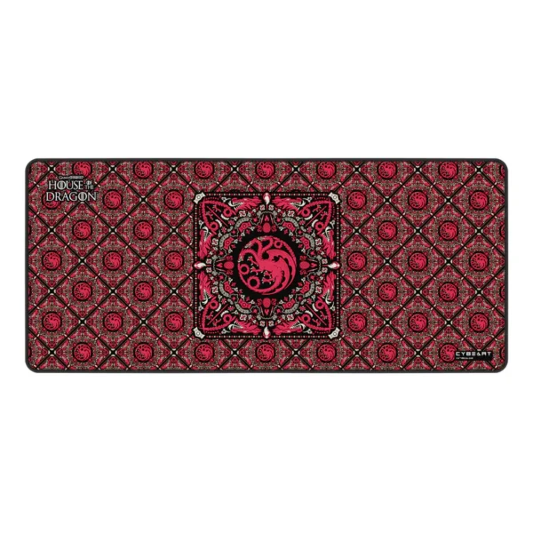 Cybeart | House Targaryen Gaming Desk Mat (XXL - 900x400x4mm) | Waterproof, Never Slip Base, Stitched Edges, Esports Grade