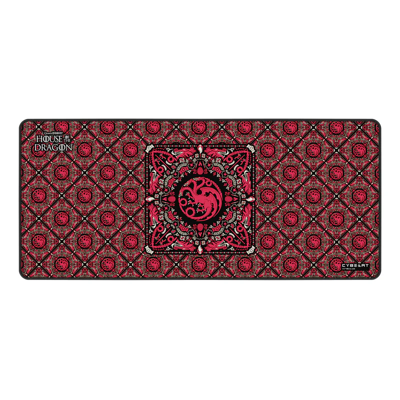 Targaryen-RA900_1-1.webp Cybeart | House Targaryen Gaming Desk Mat (XXL - 900x400x4mm) | Waterproof, Never Slip Base, Stitched Edges, Esports Grade - Image 1
