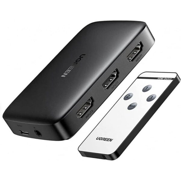 UGREEN 3 in 1 Out HDMI Switcher Splitter Box with IR Remote Control, Support 4k@30Hz/3D/HD1080P Compatible for Nintendo Switch PS4 Xbox One Apple TV Fire Stick Blu-Ray Player Projector etc