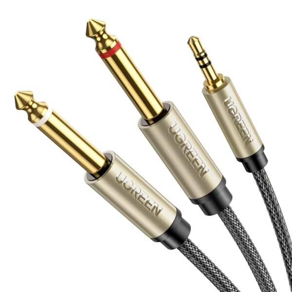 UGREEN Gold Plated 3.5mm 1/8 TRS to 6.35mm 1/4 TS Mono Y-Cable Splitter Cord for iPhone iPod Computer Sound Cards CD Players Multimedia Speakers and Home Stereo Systems 2m 6ft