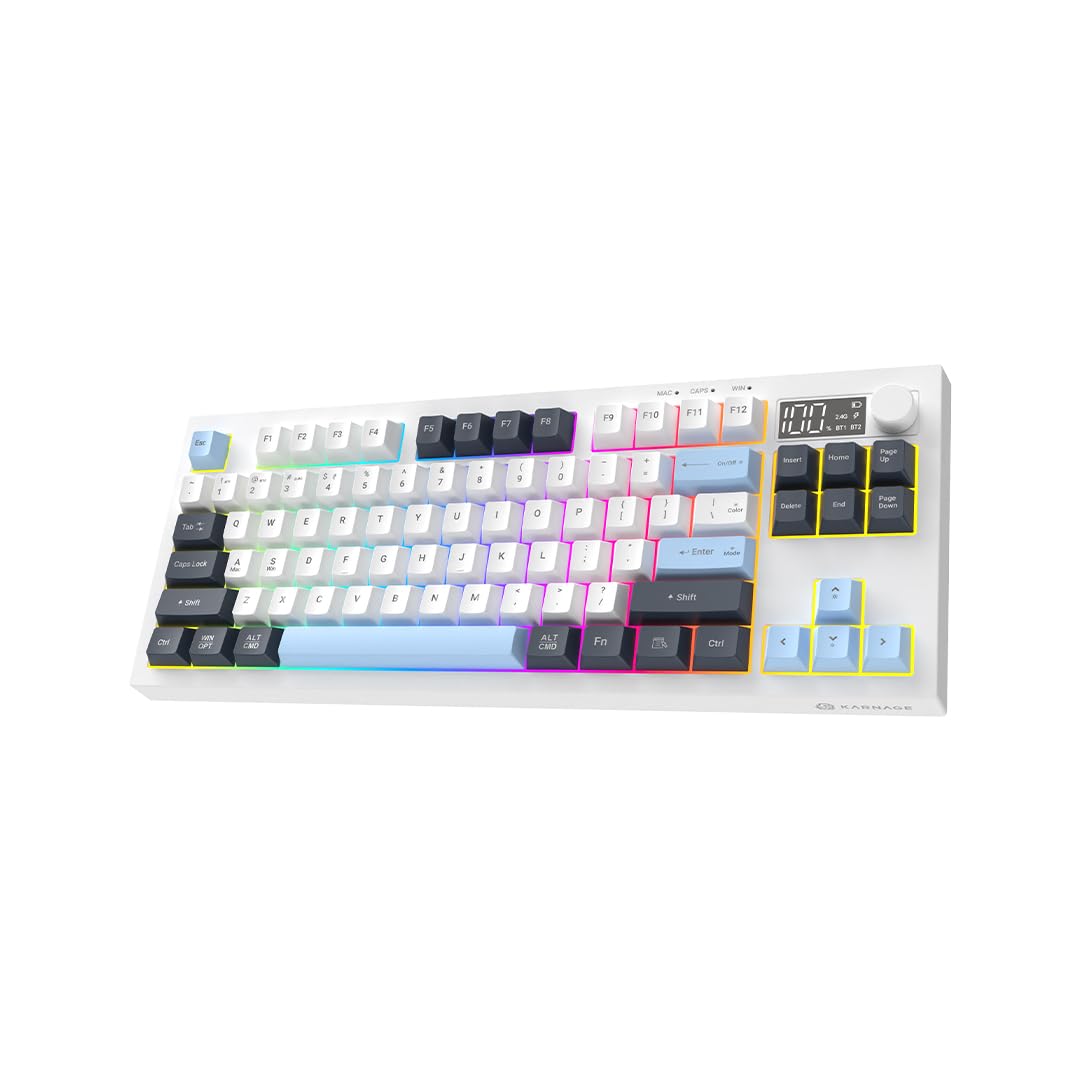 51HACzS1FcL._SL1080_.jpg Karnage Visage RGB Backlit Wireless Gaming Keyboard (White) - Image 1
