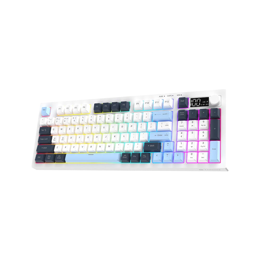 51qA9xCGdnL._SL1080_.jpg Visage 95 RGB Backlit Wireless Gaming Keyboard (White) - Image 1