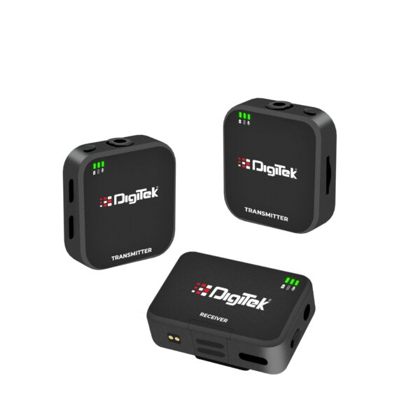 Digitek (DWM 101 Mini) 2-in-1 Wireless Microphone, 2.4G Mic for iOS/Android, DSLR, PC/Laptop, 80m Range, TF Card Recording, 4.5hr Battery, Real-Time Monitoring, Ideal for...