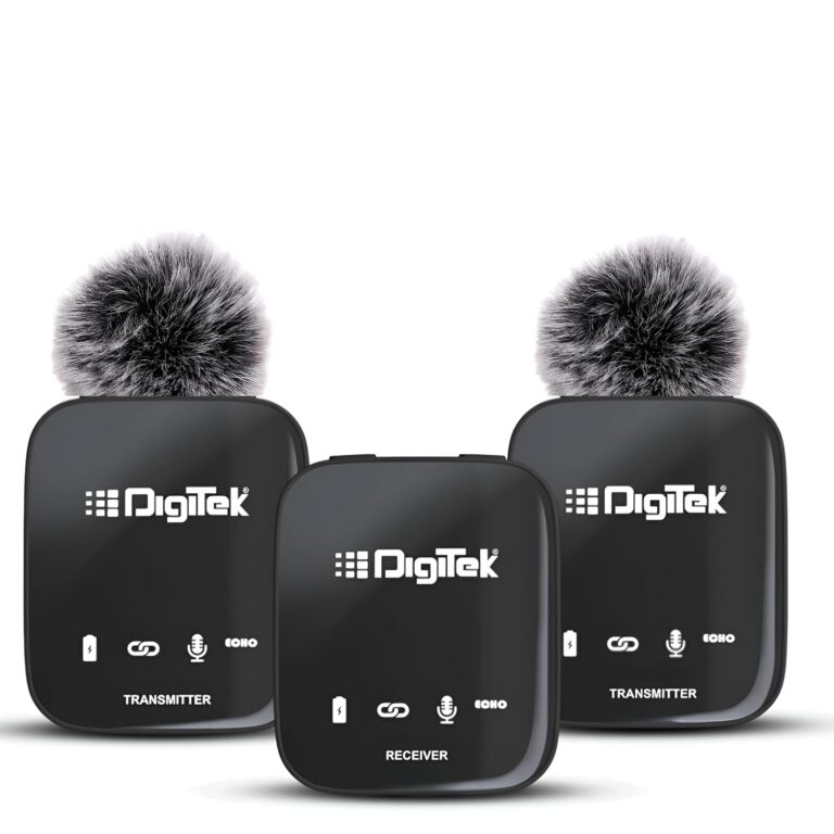 Digitek (DWM 101) Wireless Microphone System with ANC Noise Reduction, 360° Sound Capture, 100M Range, Upto 12 Hrs Working Time, for DSLR Camera, Android & iOS Smartphones,…
