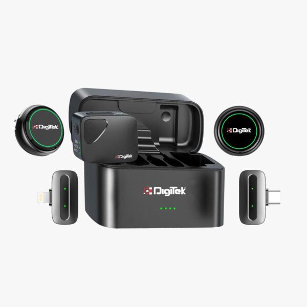 Digitek DWM 131 2-in-1 Wireless Microphone System with 2 Transmitters & 3 Receivers, 2.4GHz Wireless Mic for Camera, Smartphone & PC, ANC, 48kHz/24-bit Audio, Up to 1000ft...