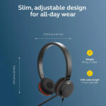 Jabra Evolve 30 II Stereo MS Headset with Noise‑Cancelling Microphone USB‑C/USB‑A Adapter
