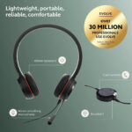 Jabra Evolve 30 II Stereo MS Headset with Noise‑Cancelling Microphone USB‑C/USB‑A Adapter