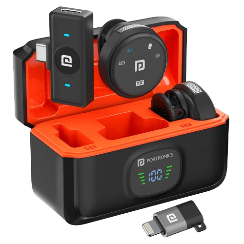 Portronics Vlogmate 3 Dual Wireless Collar Lapel Microphone with ENC