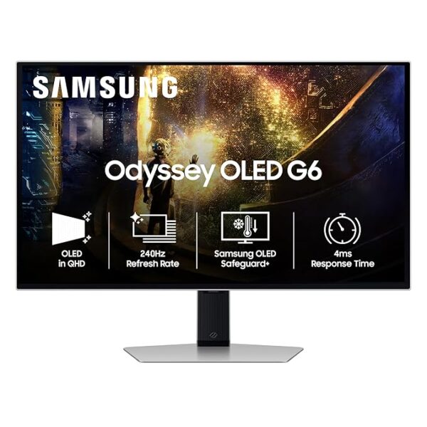 Samsung 27” Odyssey OLED G6 QHD 240Hz HDR10+ Gaming Monitor – LS27HG612SWXXL Samsung 27” Odyssey OLED G6 QHD 240Hz HDR10+ Gaming Monitor – LS27HG612SWXXL